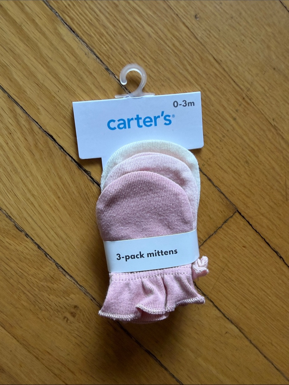 Carter's 3-Pack Baby Mittens in Pink and Cream- 0-3M